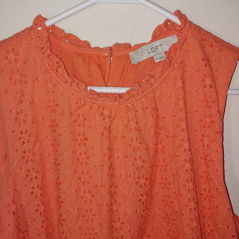 Loft Eyelet Peplum Halter Shell Blouse 100% Cotton Size XL Orange - Picture 3 of 9